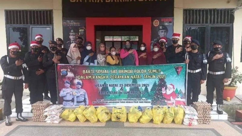 Batalyon A Brimobdasu Berbagi Kasih ke Panti Asuhan Sambut Nataru