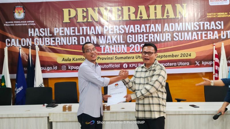 KPU Sumut Gelar Penyerahan Hasil Penelitian Syarat Administrasi Calon Gubernur dan Wakil Gubernur