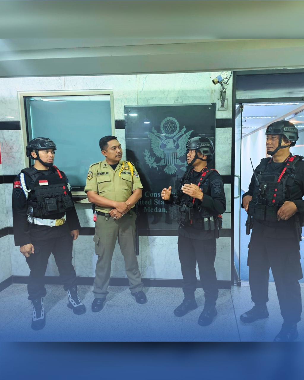 Brimob Sumut Lakukan Patroli Preventif di Kantor Konsulat Asing di Kota Medan