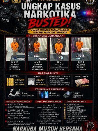Satresnarkoba Polres Karo Bongkar 4 Kasus Narkotika Beruntun, Diduga Sindikat Narkoba Lau Cimba Terungkap