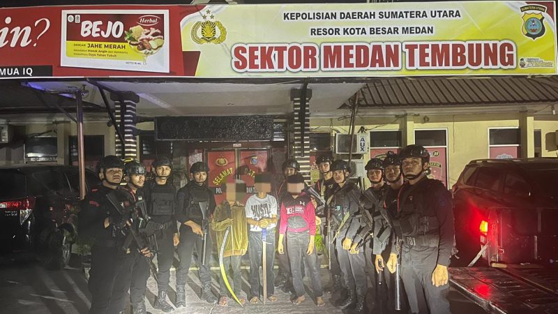 Patroli Dini Hari Brimob Polda Sumut Berhasil Gagalkan Tawuran dan Balap Liar di Kota Medan
