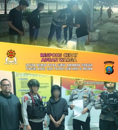 Respons Cepat Aduan Warga, Satuan Brimob Polda Sumut Amankan Terduga Pencuri Kabel Saat Patroli Dini Hari di Medan