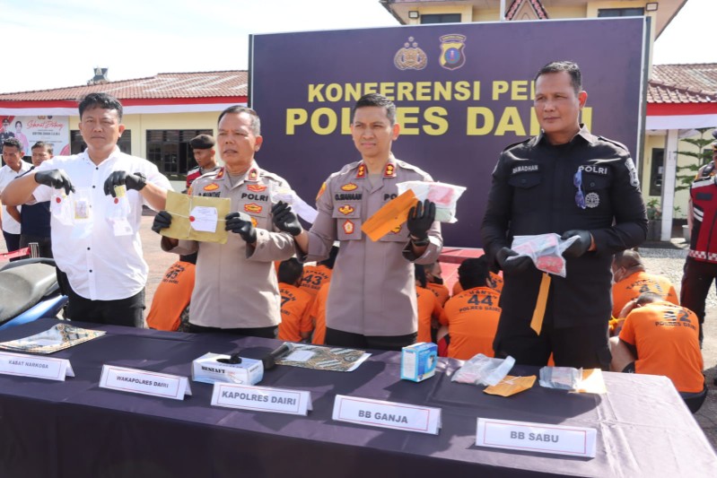 Polres Dairi Ringkus 38 Tersangka dari 29 Kasus Narkoba Periode April – Juni 2026, Kapolres : Mari Kita Sinergi Berantas Narkoba