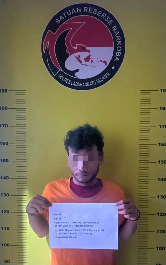 Polres Labuhanbatu Selatan Berhasil Ungkap Kasus Peredaran Narkotika, Seorang Pria Diamankan dengan Barang Bukti Sabu 8,20 Gram
