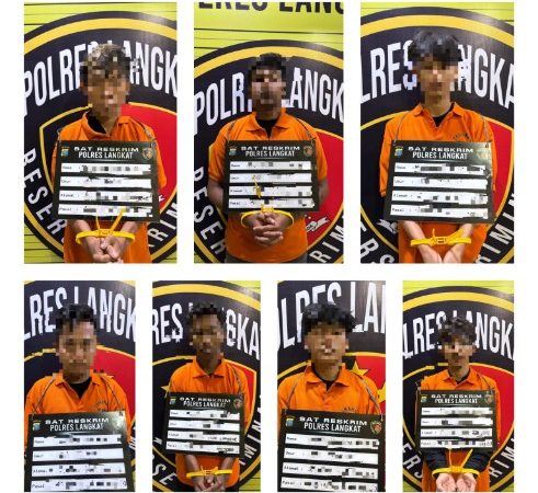 Polres Langkat Tangkap Tujuh Pelaku Pencurian Disertai Kekerasan di Empat Lokasi, Dua Senjata Tajam dan Dua Sepeda Motor Diamankan