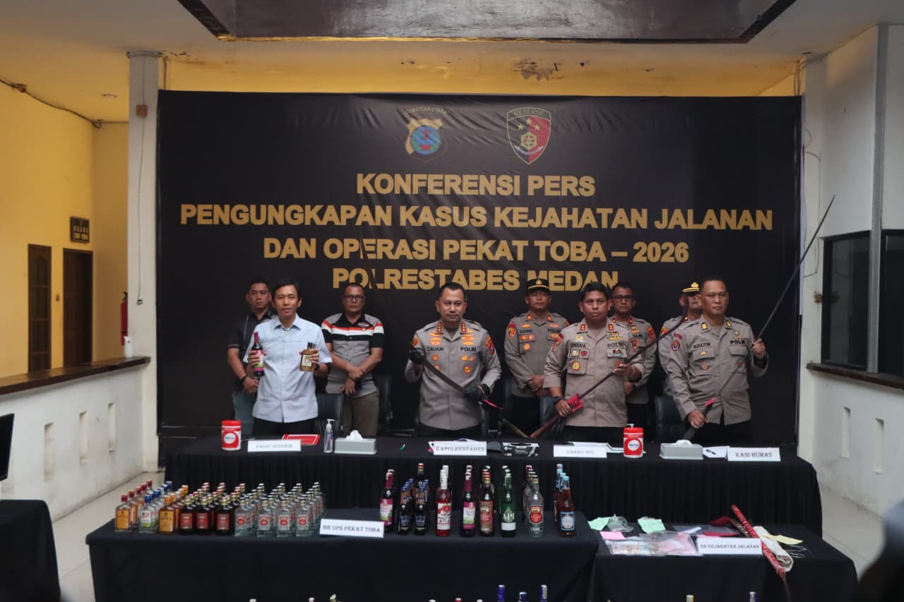 Polrestabes Medan Ungkap 716 Kasus Kejahatan Jalanan dan Hasil Operasi Pekat Toba 2026, 906 Tersangka Diamankan