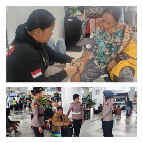 Polda Sumut Beri Layanan Kesehatan bagi Penumpang Terdampak Pembatalan Penerbangan di Kualanamu