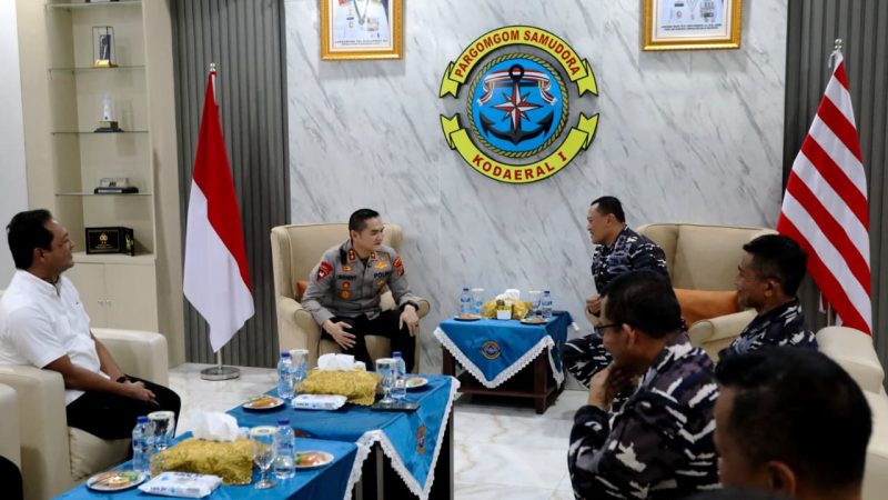 Kapolda Sumut Sambangi Kodaeral I Belawan, Kolaborasi Jaga Kondusifitas Wilayah